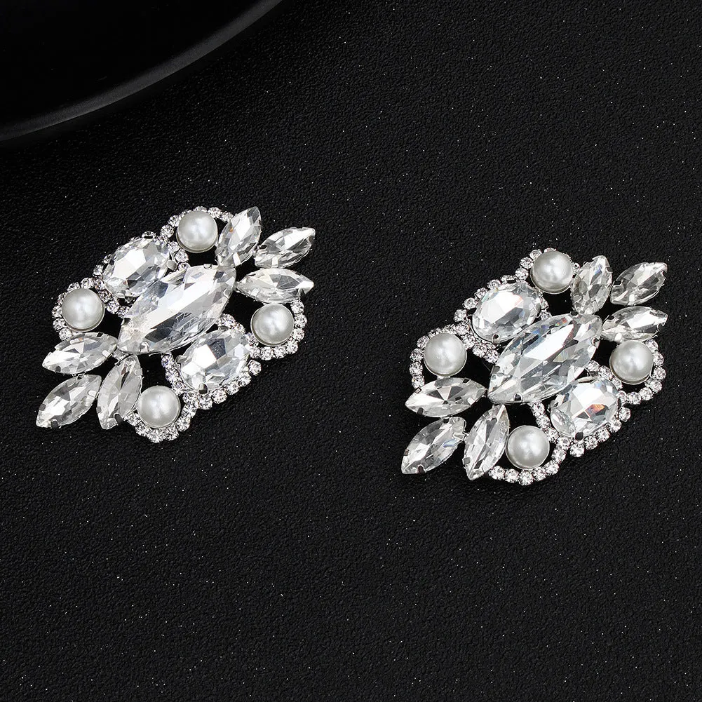 1 Pair Shoe Clip Rhinestone Pearl Decoration Wedding Shoes Accessory