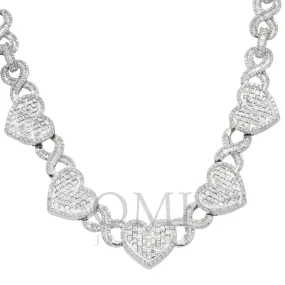 10K GOLD BAGUETTE AND ROUND DIAMOND HEART INFINITY LINK CHAIN 21.74 CT