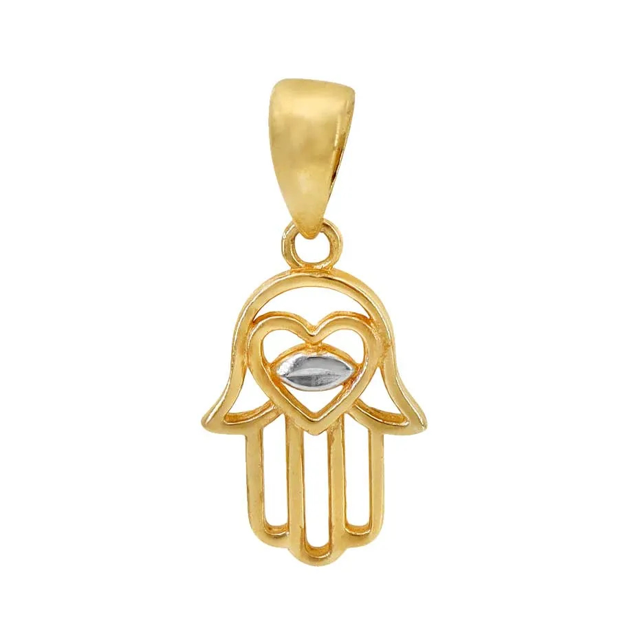 10k Gold Hamsa and Evil Eye Pendant