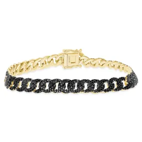 14K Black Diamond Cuban Bracelet