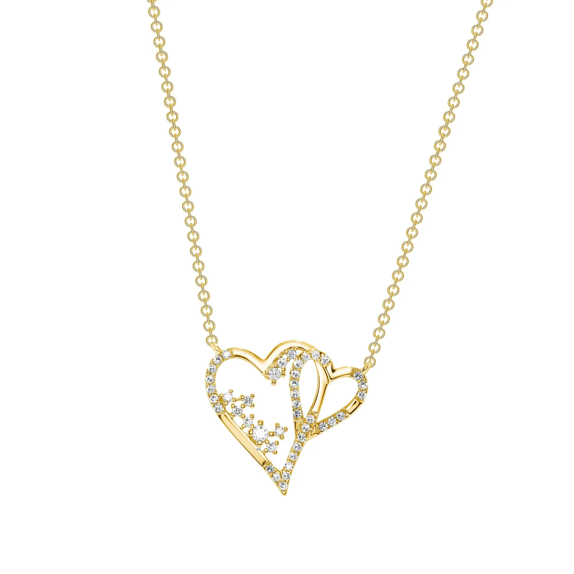 14K Gold Double Heart Pendant