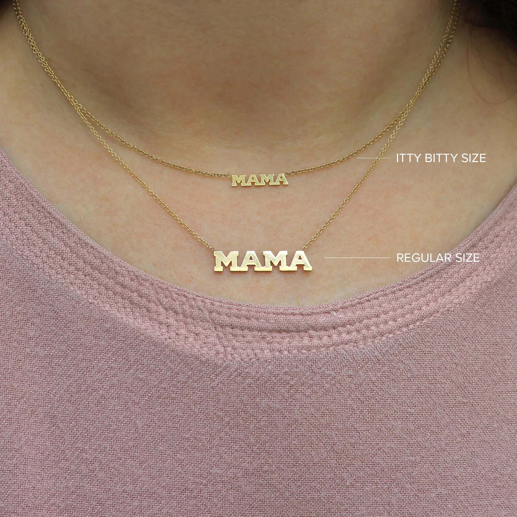 14k Itty Bitty Pavé Diamond MAMA Necklace