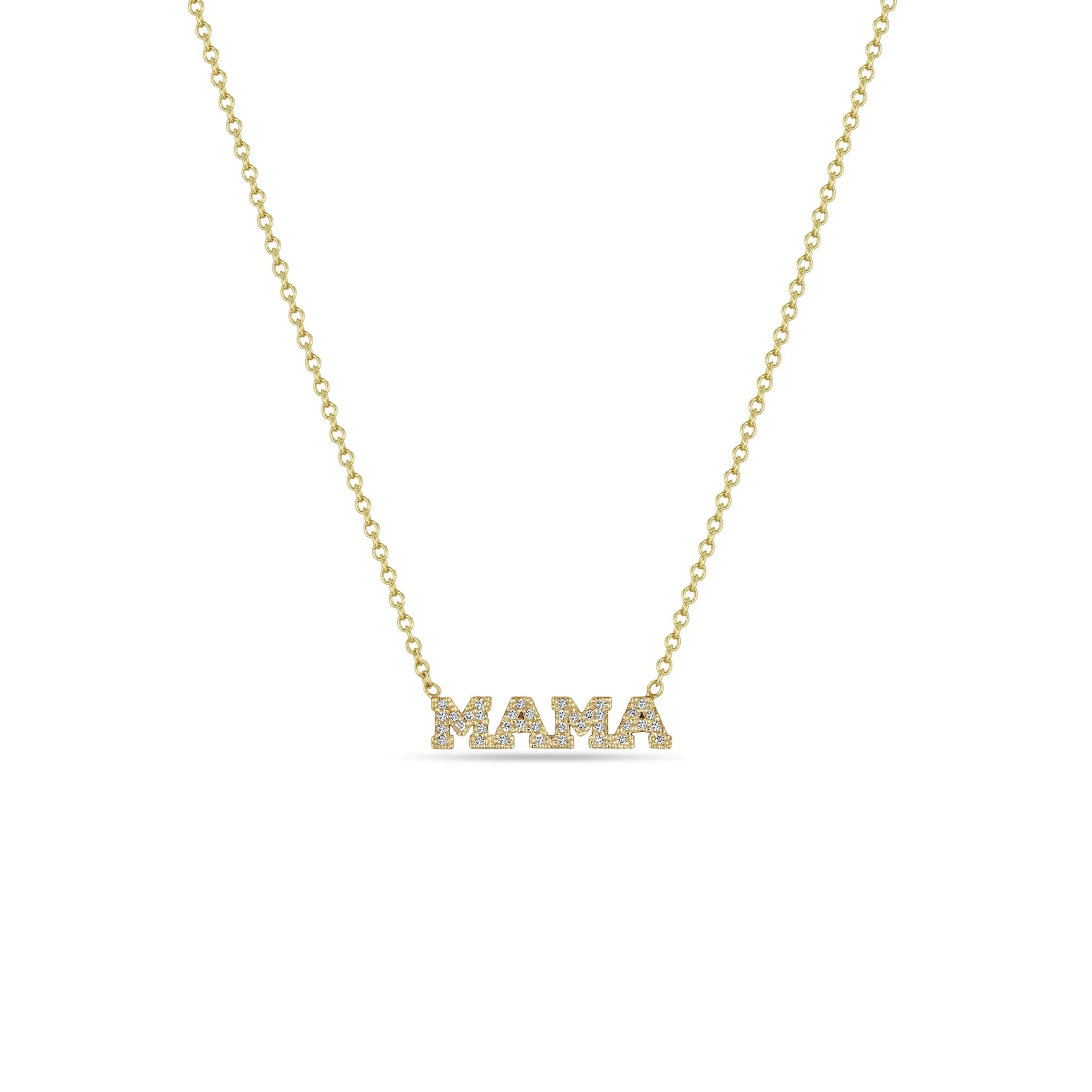 14k Itty Bitty Pavé Diamond MAMA Necklace