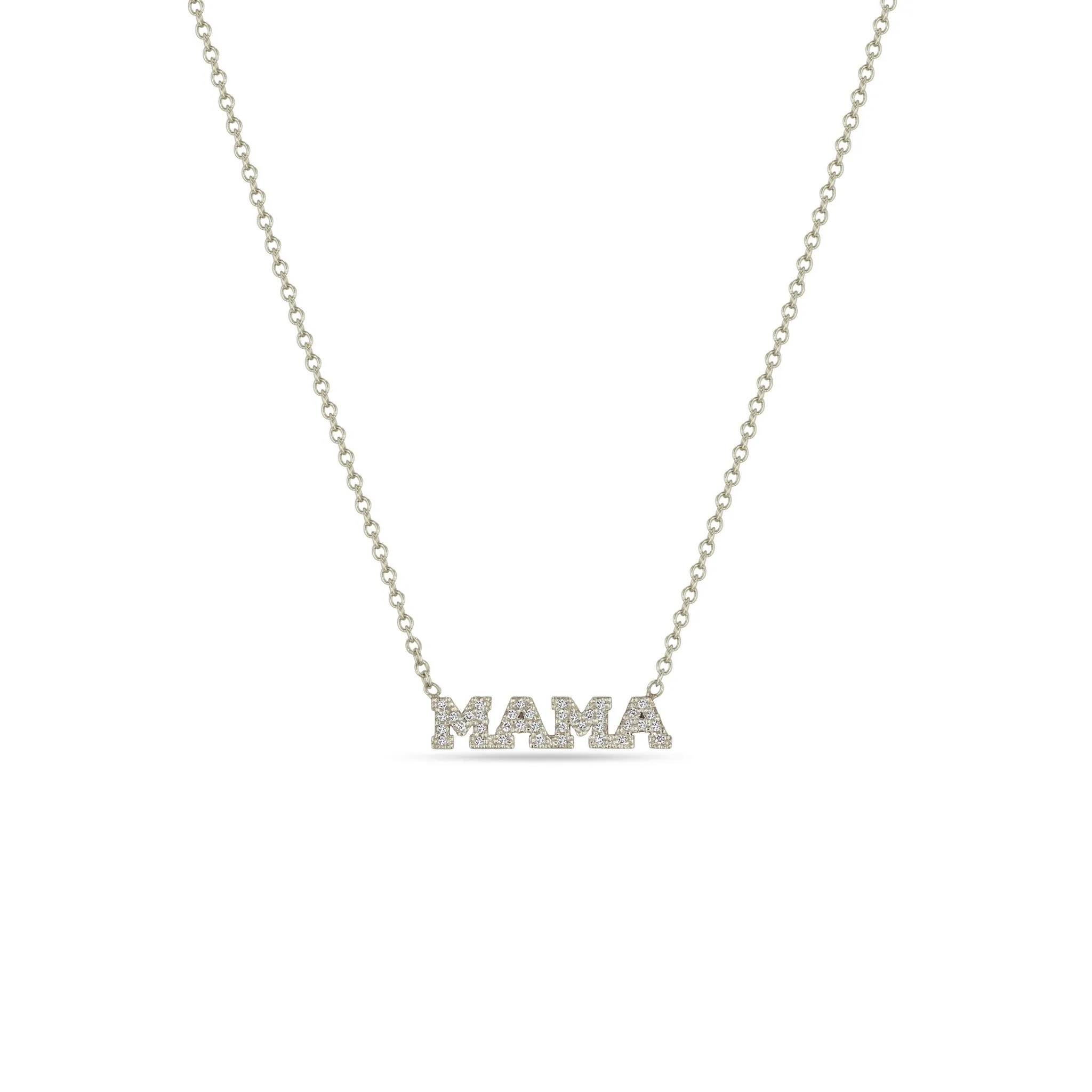 14k Itty Bitty Pavé Diamond MAMA Necklace