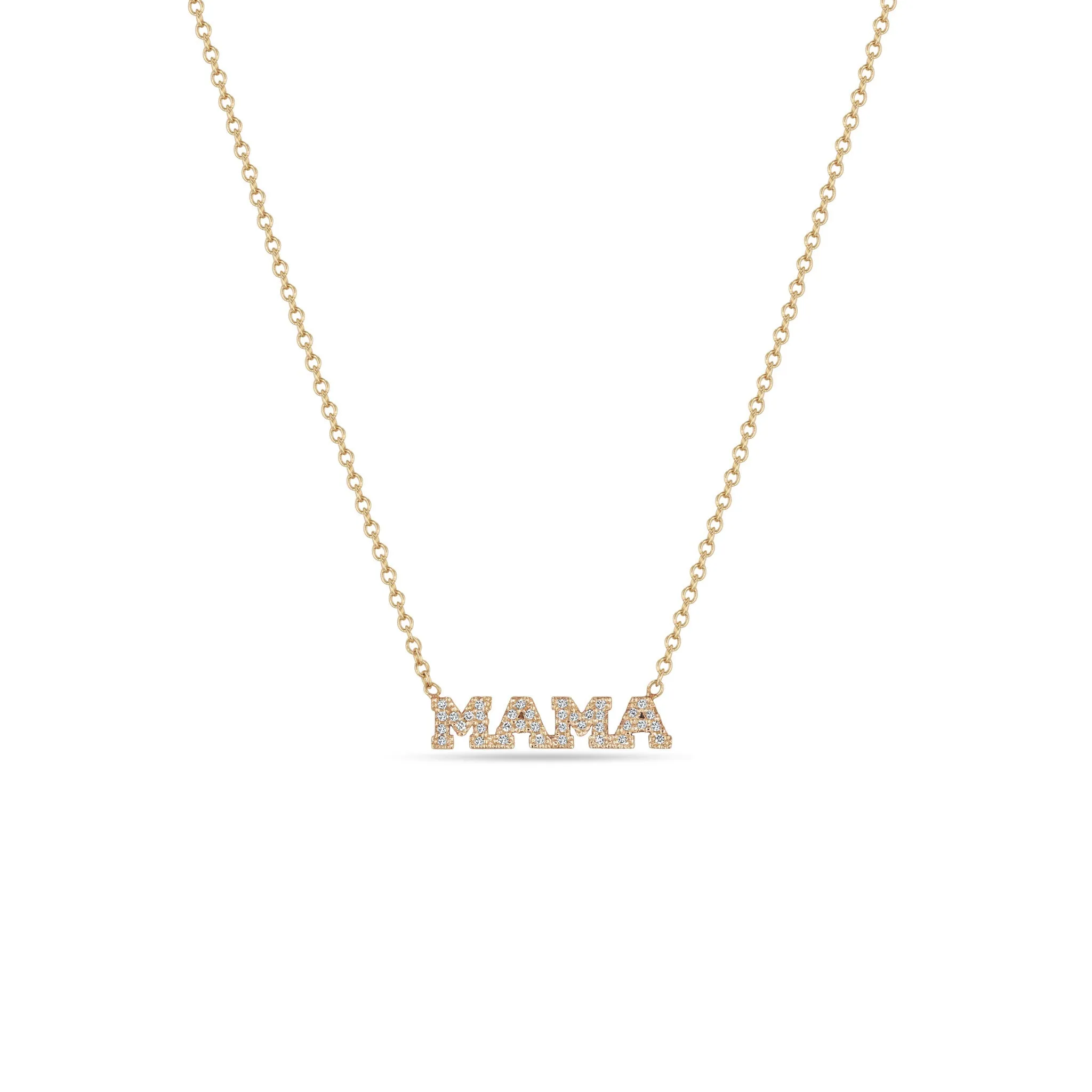 14k Itty Bitty Pavé Diamond MAMA Necklace