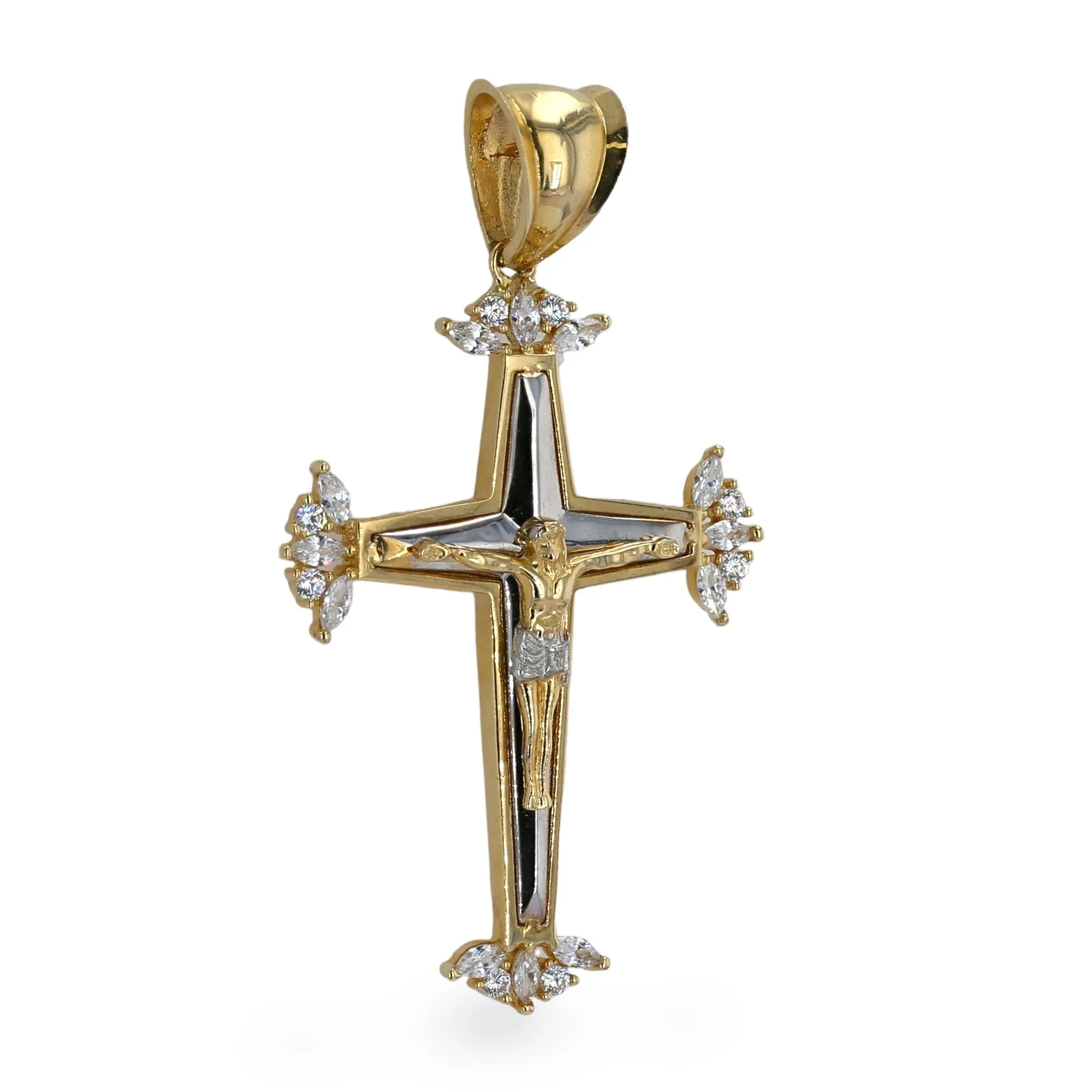 14K two tones gold modern cross-226127