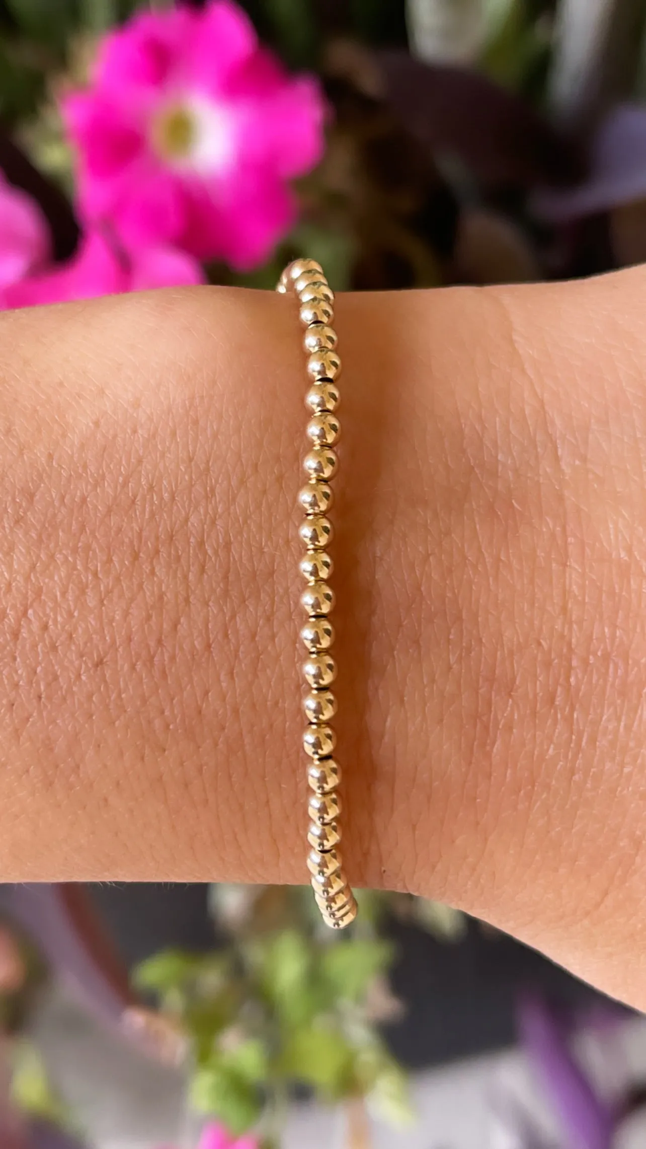 14K Yellow Gold 3MM Ball Stretch Bracelet