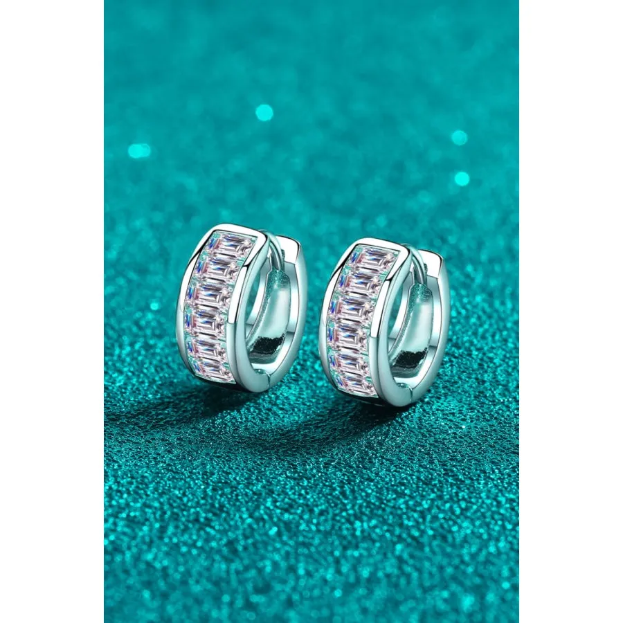 1.8 Carat Moissanite 925 Sterling Silver Huggie Earrings