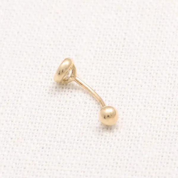 18K 14K Solid Gold 3mm Cz or Diamond Bezel Snug Rook Eyebrow Navel Daith Banana Curved Earring Barbell Piercing