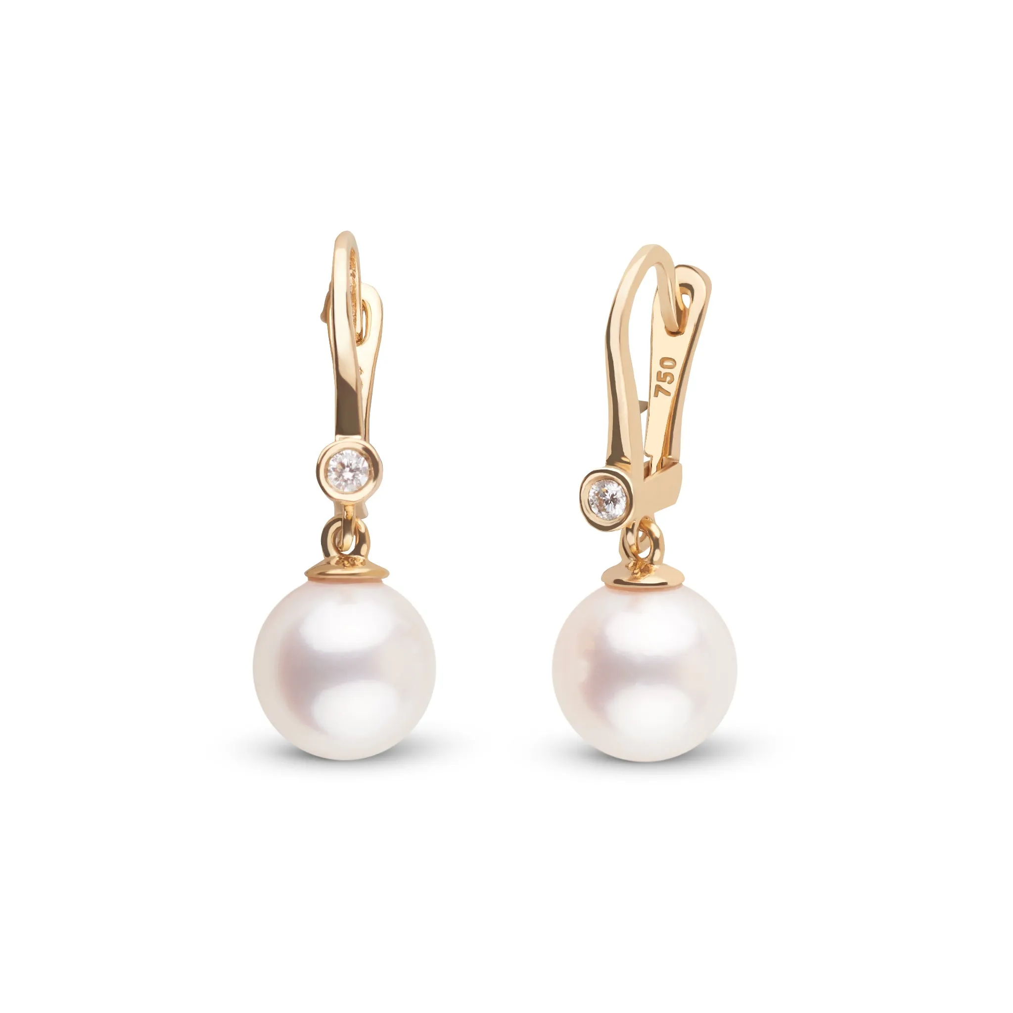 18K Romantic Collection 8.5-9.0 mm AAA Akoya Pearl and Diamond Earrings