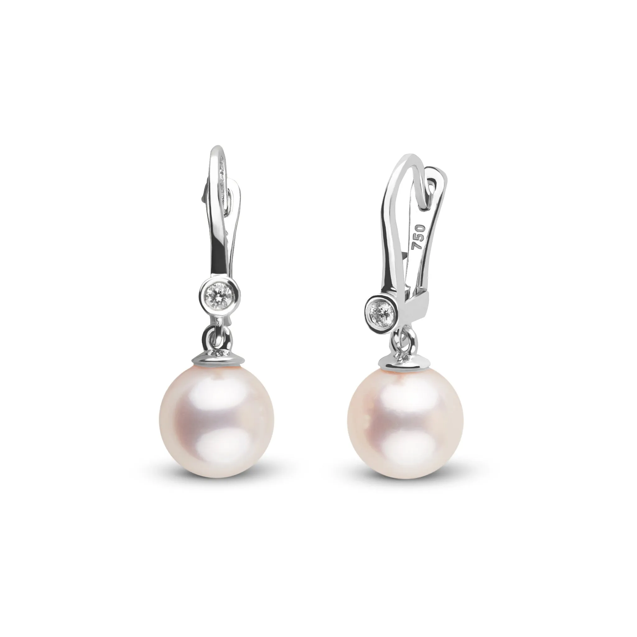 18K Romantic Collection 8.5-9.0 mm AAA Akoya Pearl and Diamond Earrings