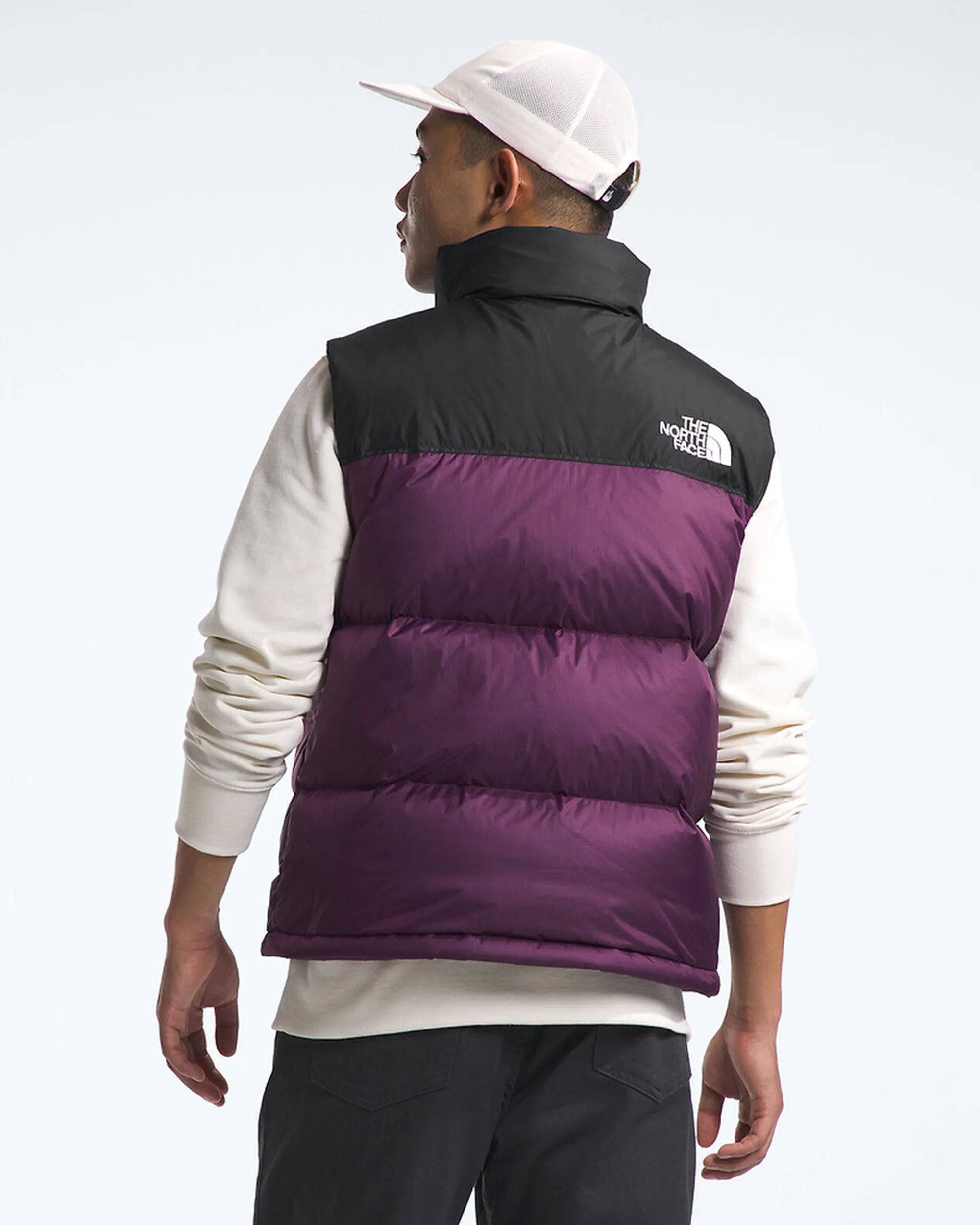 1996 Retro Nuptse Vest - Black Current Purple