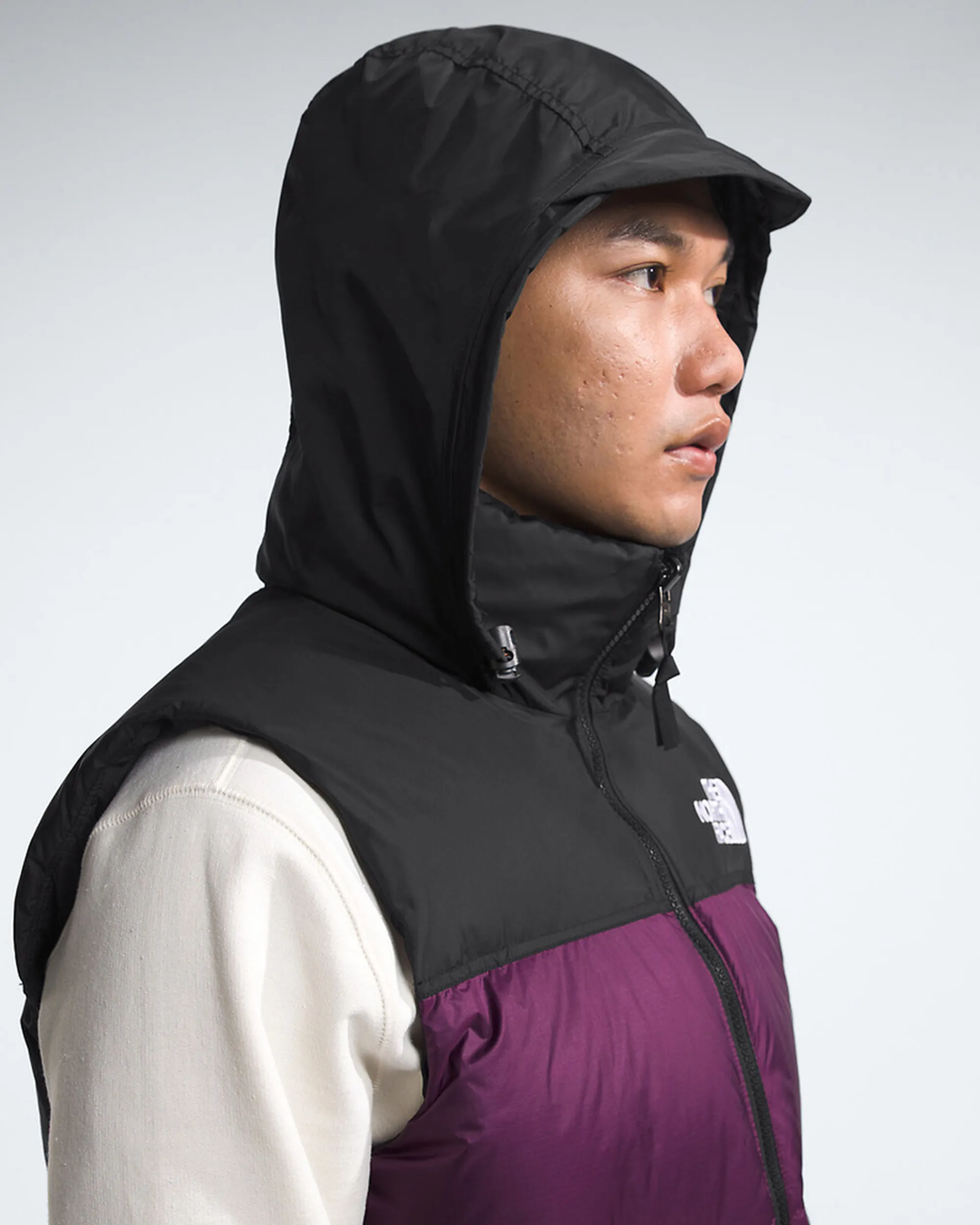 1996 Retro Nuptse Vest - Black Current Purple