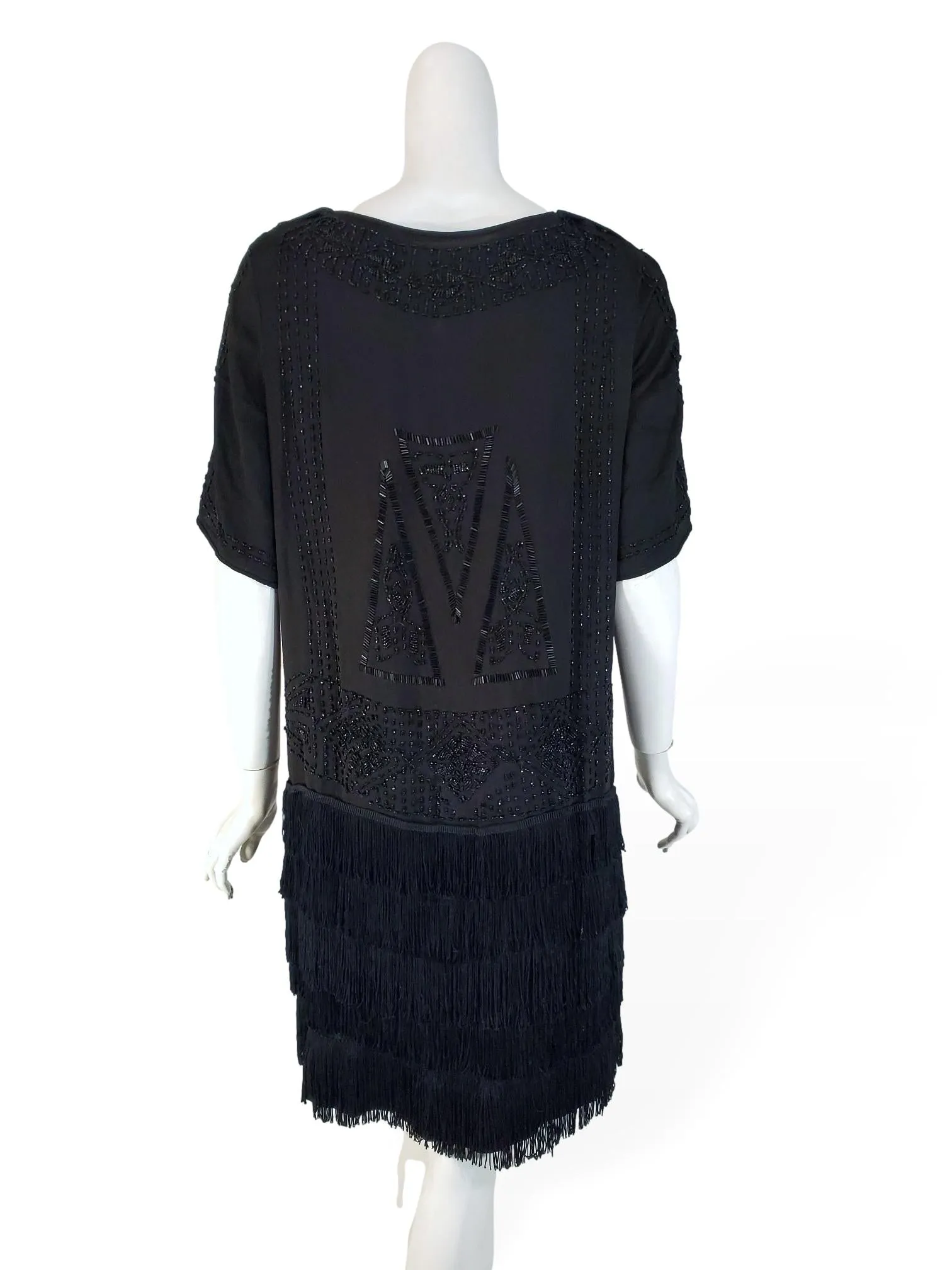 20s Beaded and Fringed Flapper Dress - sm, med