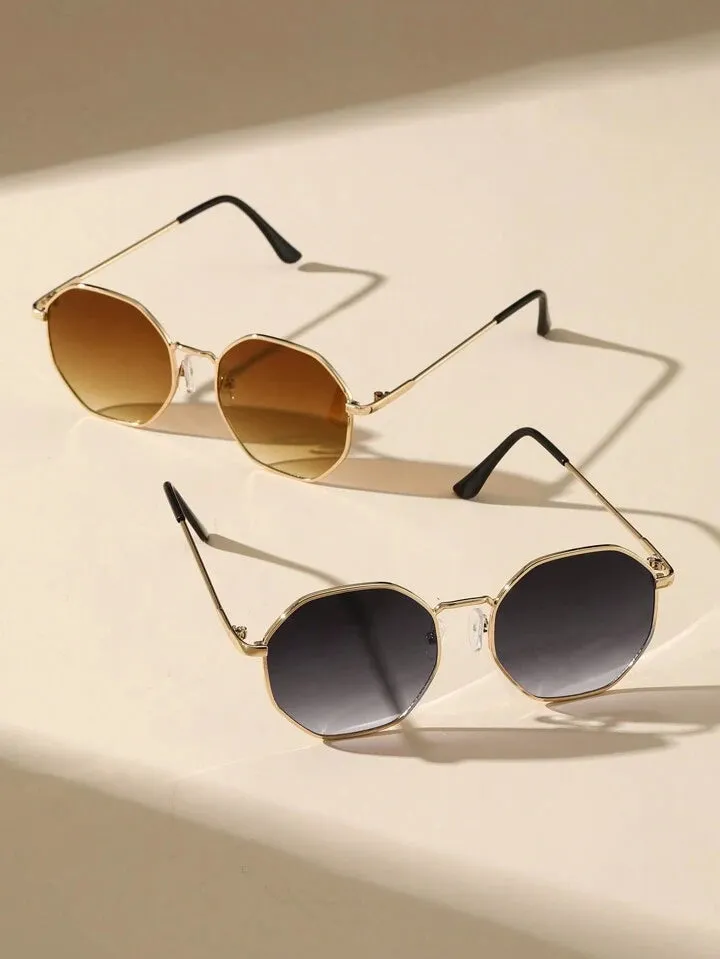 2pcs geo frame sunglasses in multi