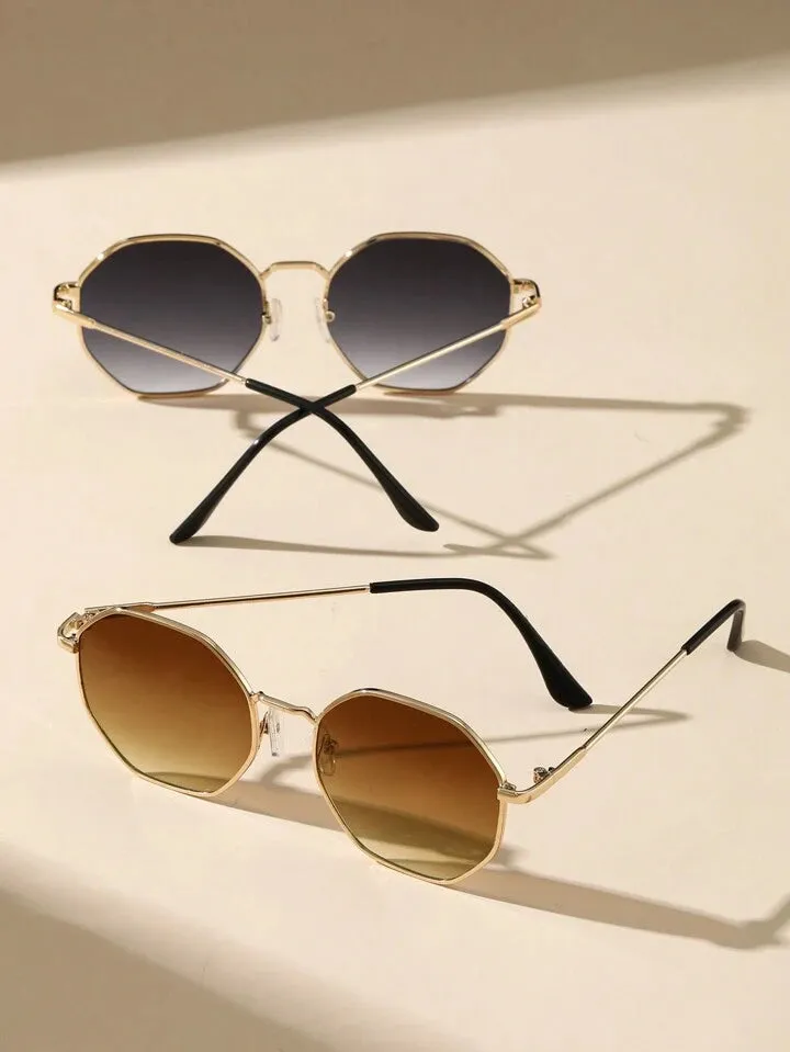 2pcs geo frame sunglasses in multi