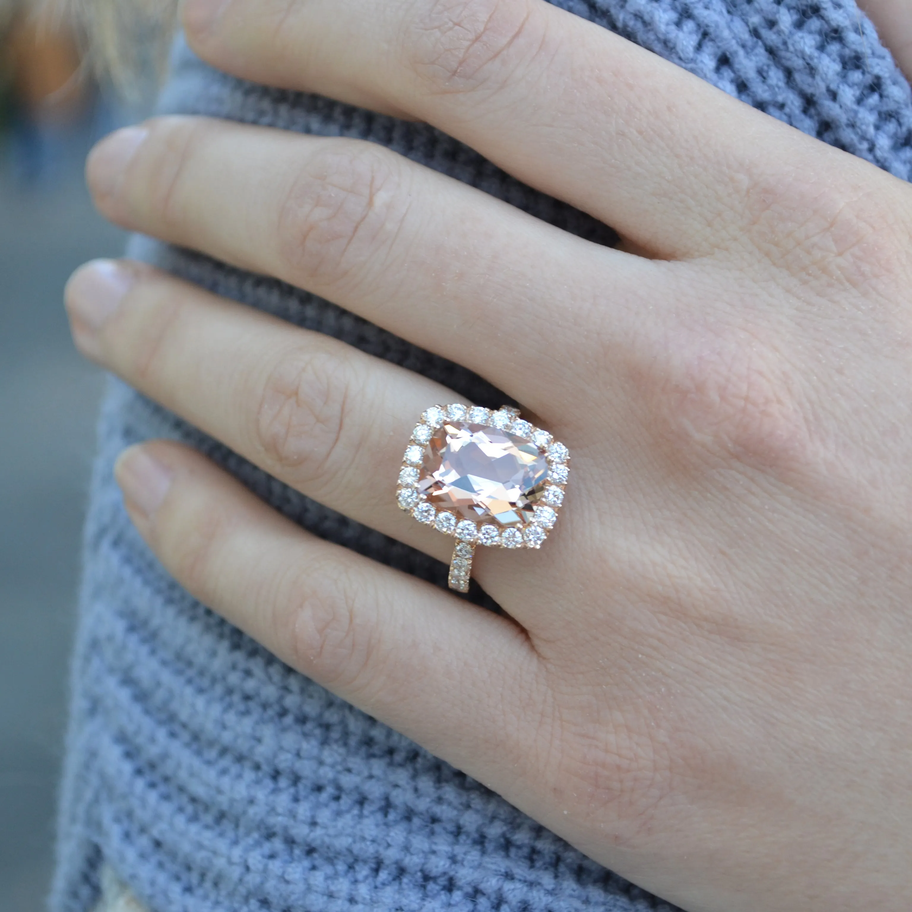 A & Furst - Dynamite - Cocktail Ring with Morganite and Diamonds, 18k Rose Gold