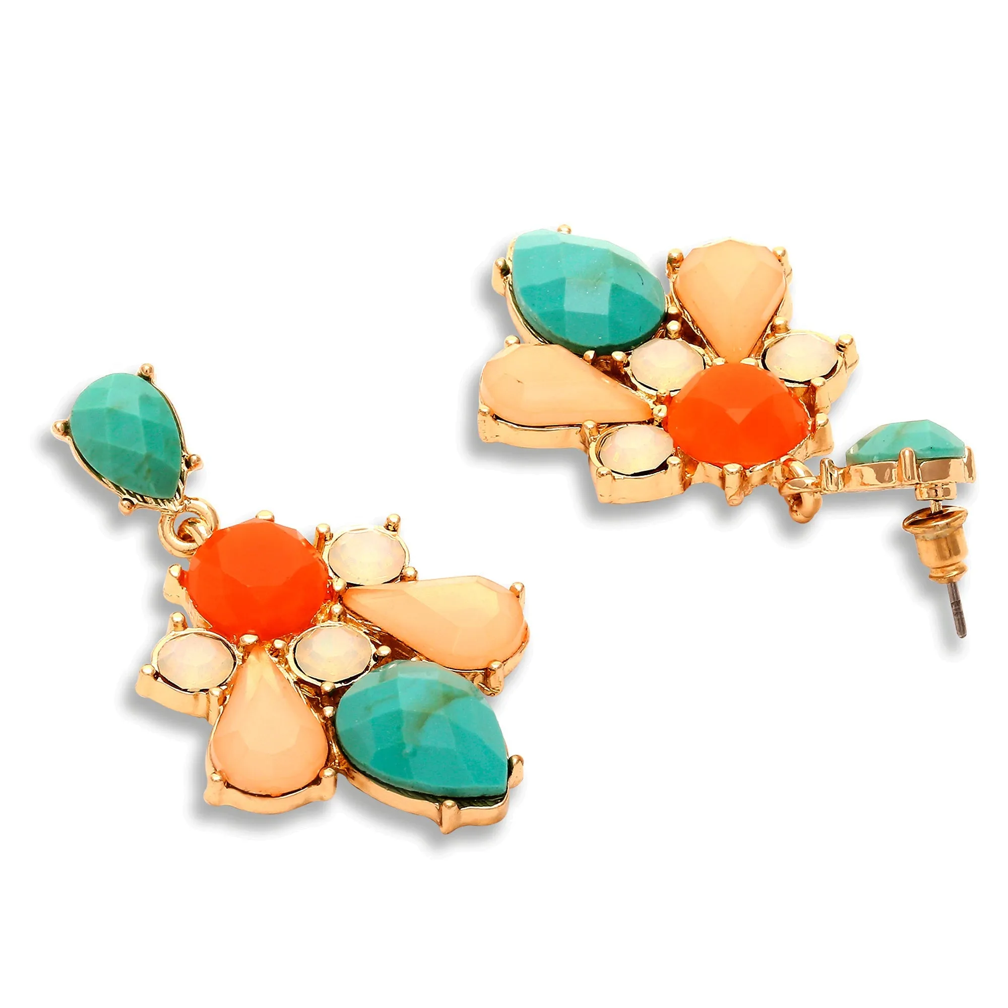 Accessorize London Women's Eclectic Gem Short Drop Earrings