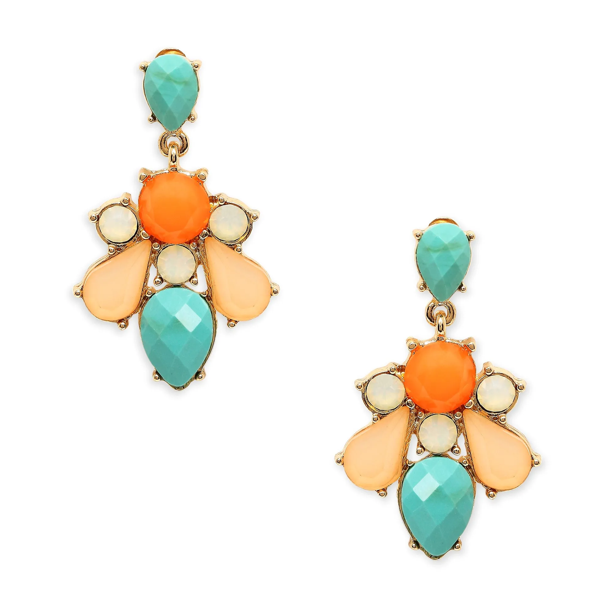 Accessorize London Women's Eclectic Gem Short Drop Earrings