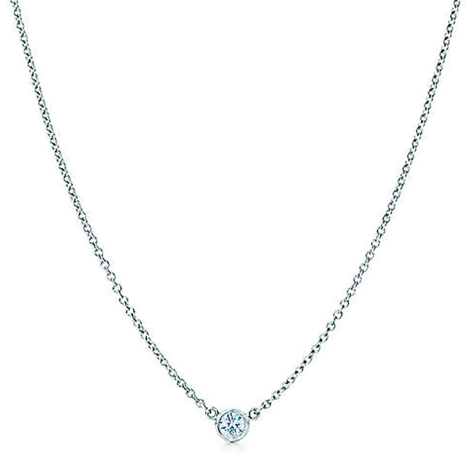 AFJ Diamond Collection - Station Necklace with 1 Diamond, 18 Length, 18k White Gold