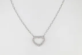 Aldrava Heart Pavé Necklace Rhodium 16-18" Chain