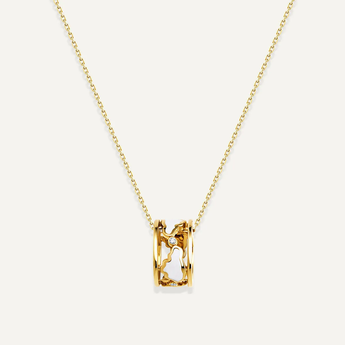 Allusia Love Enamel Band 18K Gold Necklace w. Diamonds