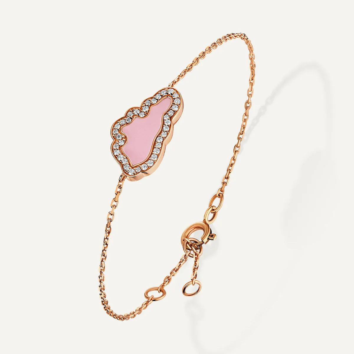 Allusia Love Pink Enamel 18K Rosegold Bracelet w. Diamonds