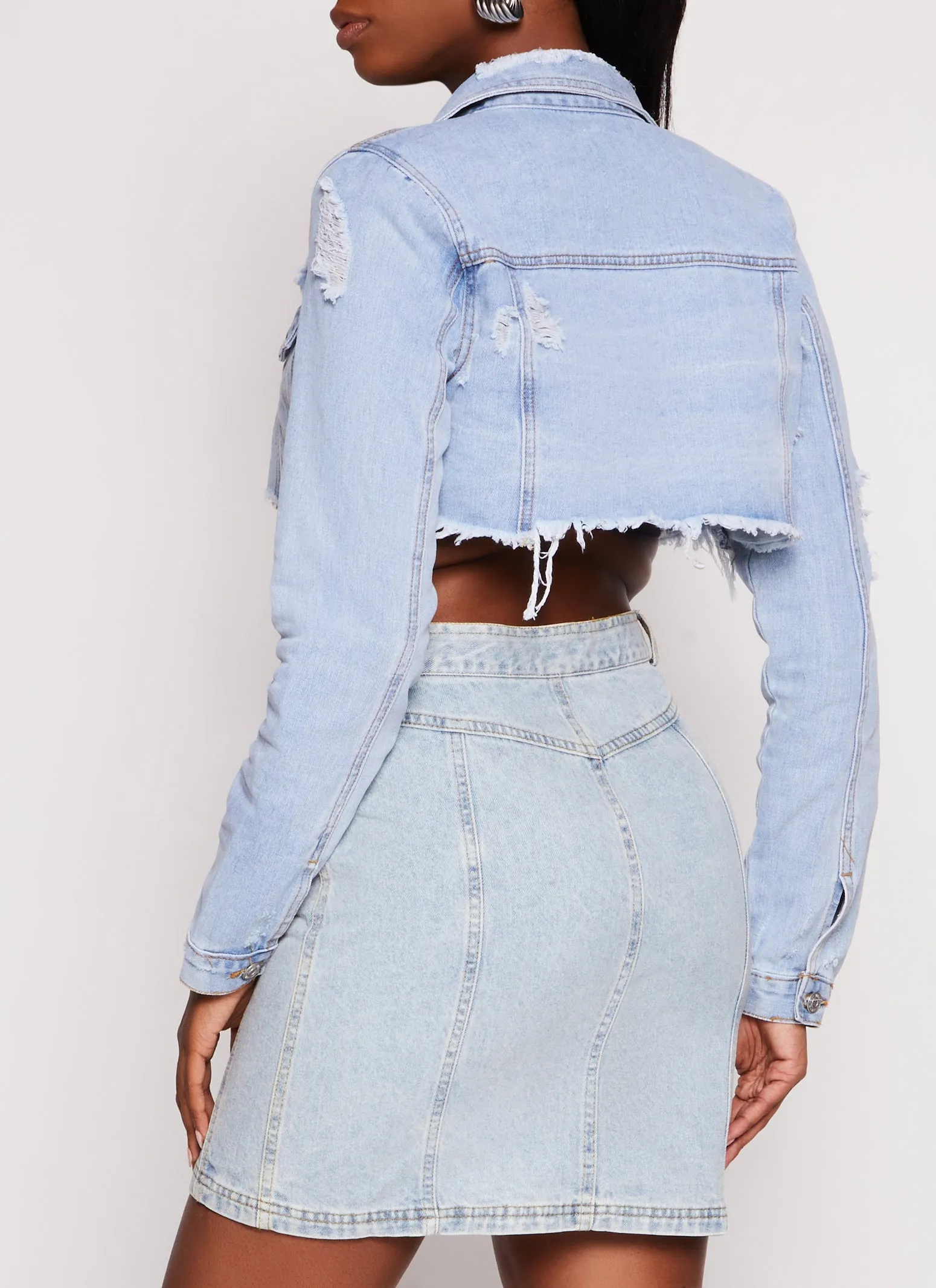 Almost Famous Distressed Hem Jean Jacket