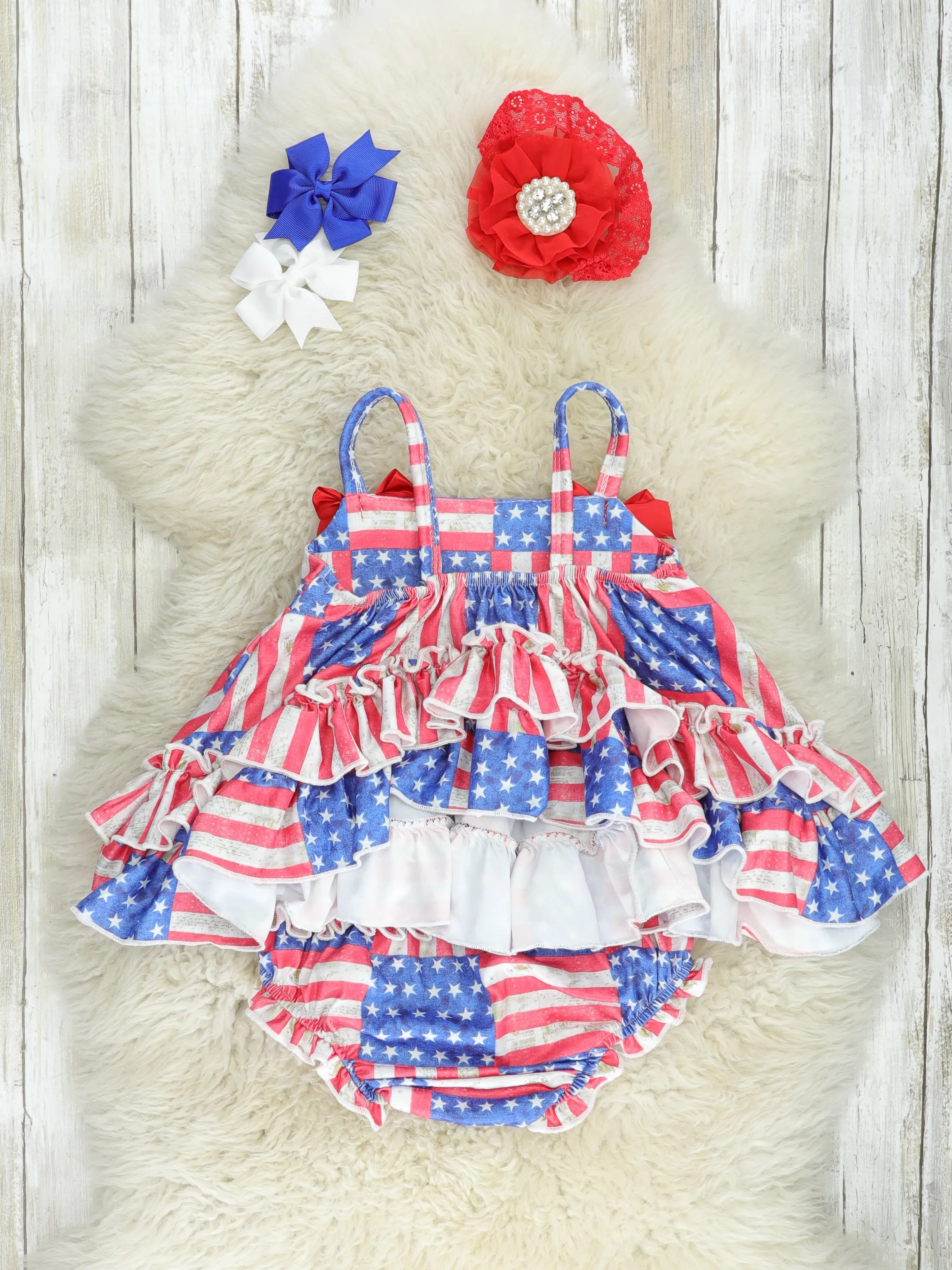 American Flag Swing Top & Ruffle Bloomers Outfit