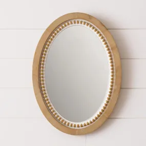 Audrey's Natural Wood Beaded Oval Mirror