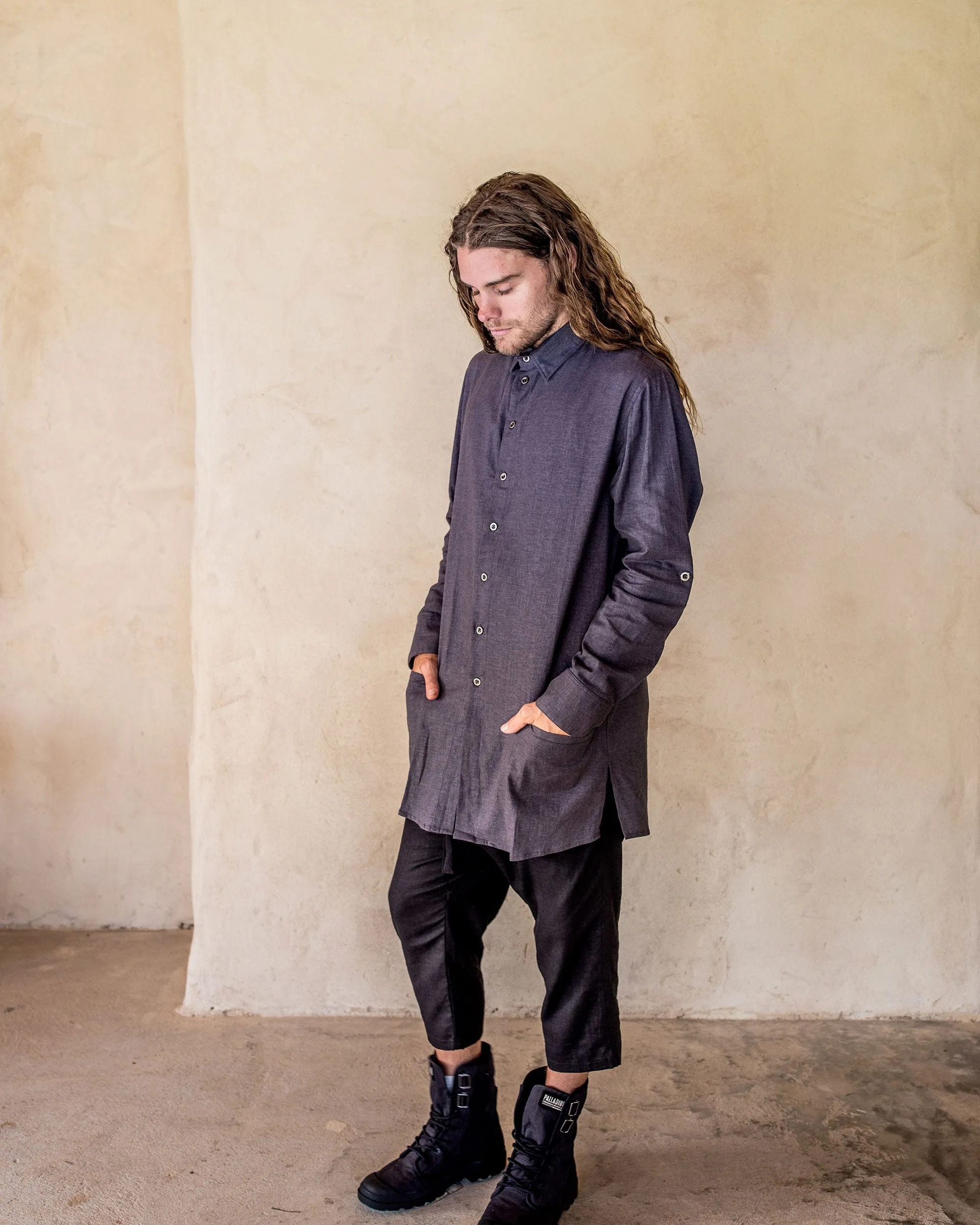 Axial Linen Shirt - Slate