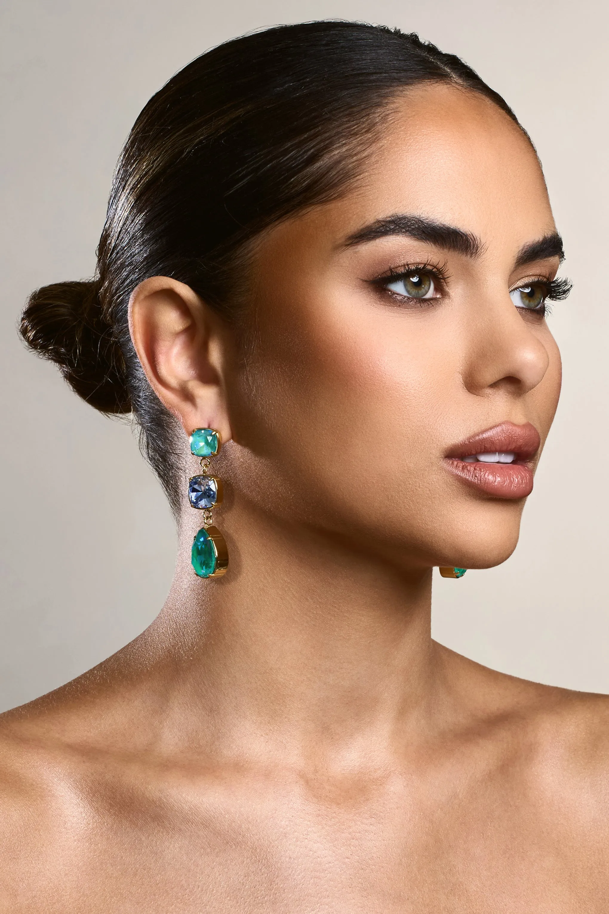 Azura | Blue Diamante Drop Earrings