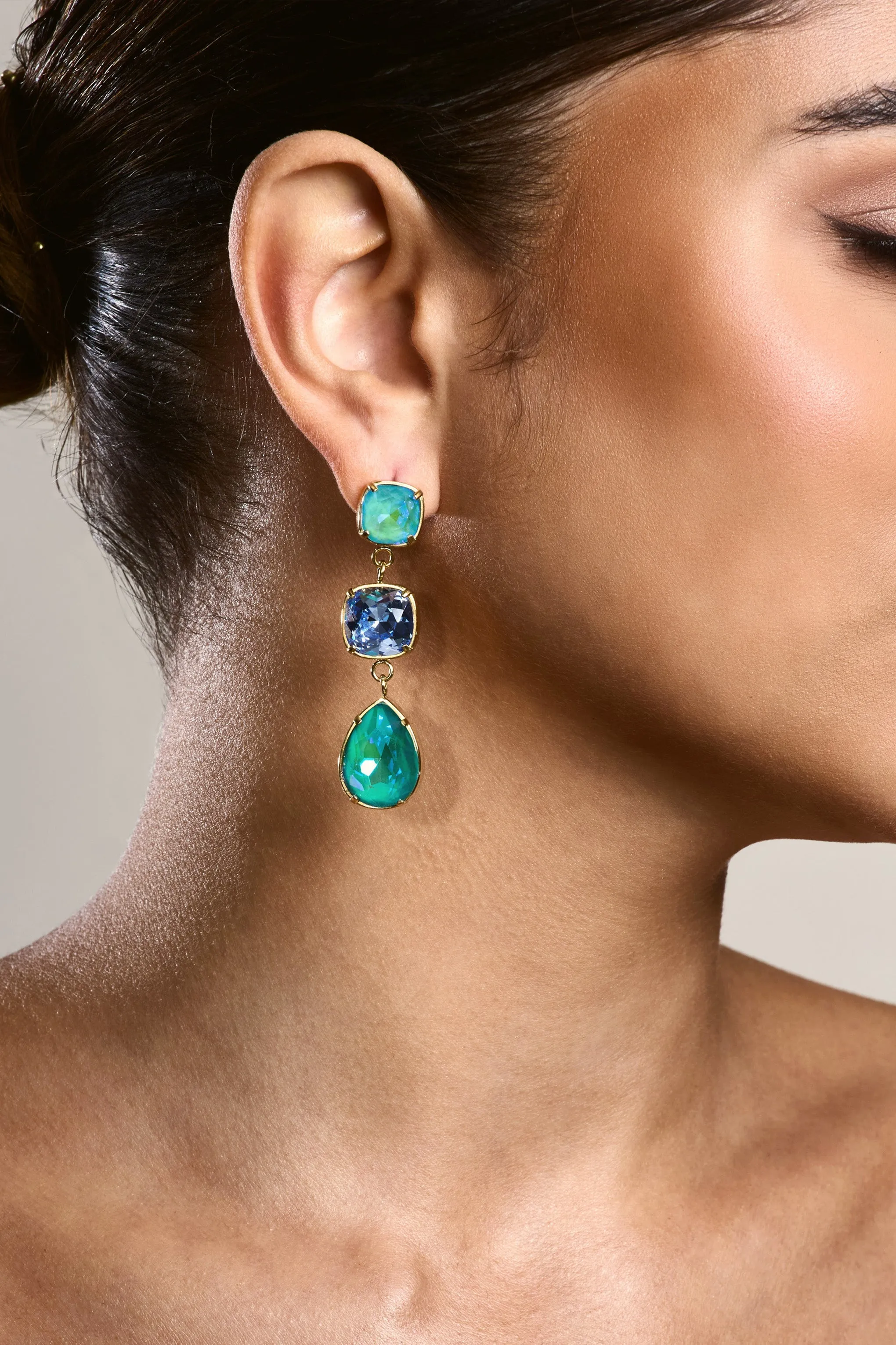 Azura | Blue Diamante Drop Earrings