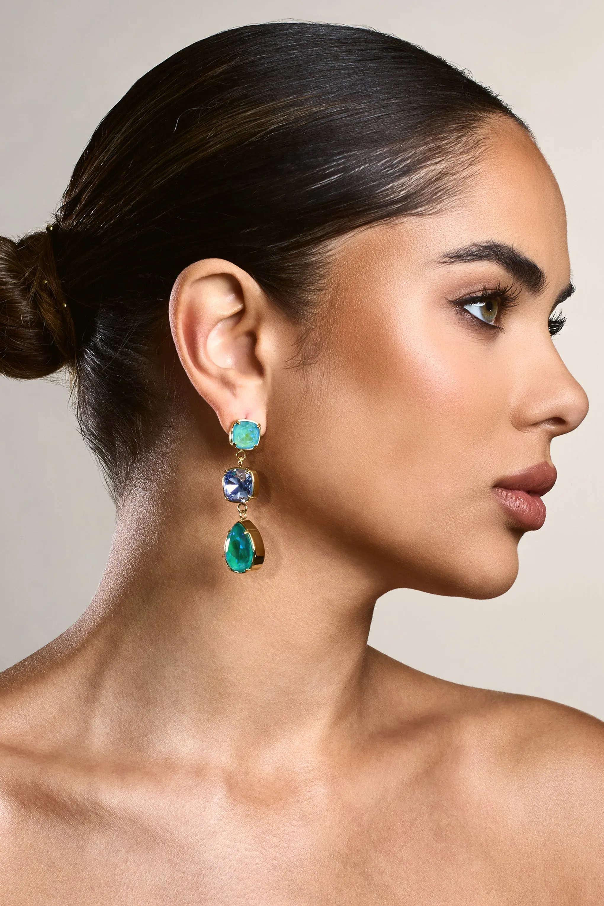 Azura | Blue Diamante Drop Earrings