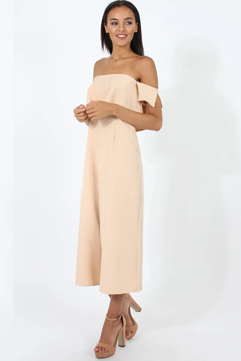 Beige Off The Shoulder Jumpsuit - Kyda