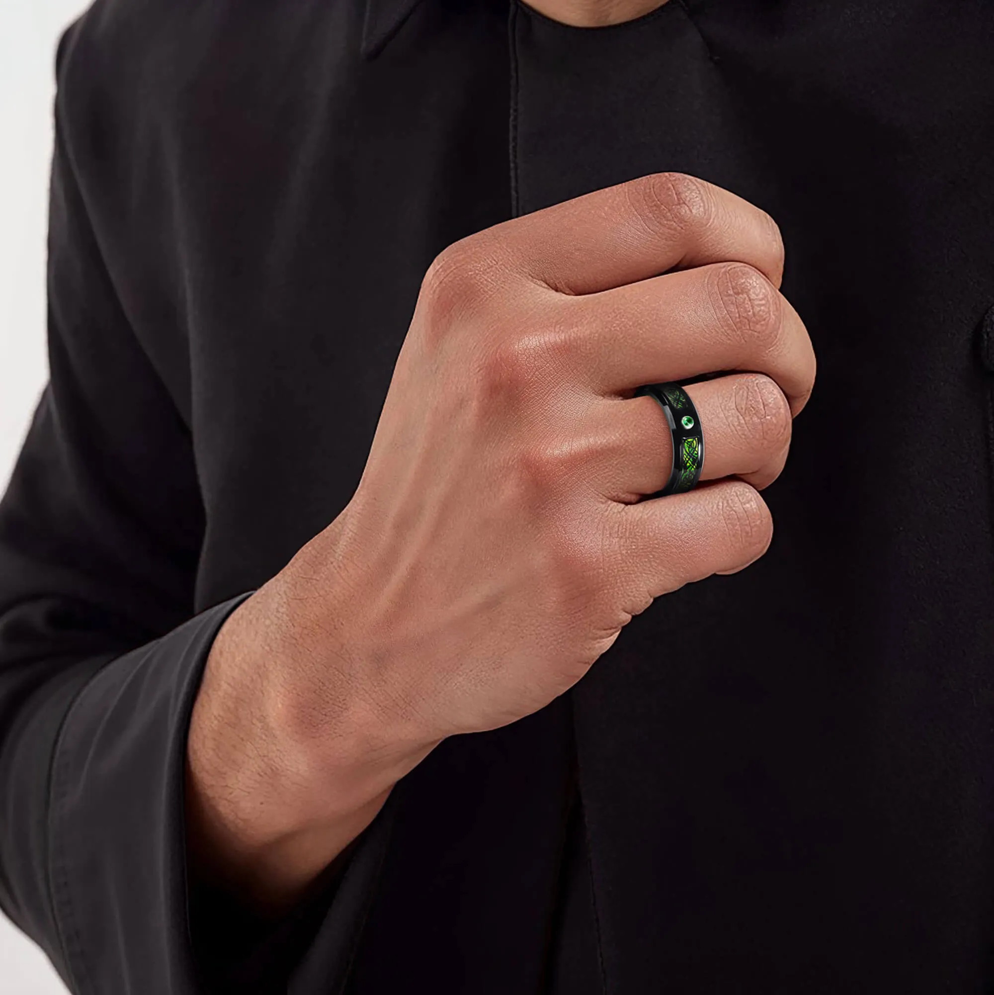 Blaze Green Band Men's Ring