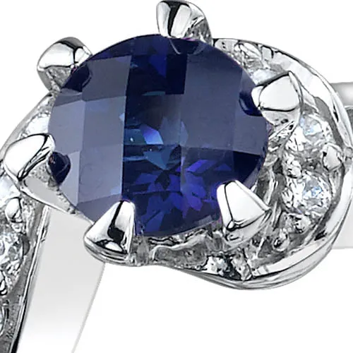 Blue Sapphire Ring Sterling Silver Round Shape 1.25 Carats Size 8