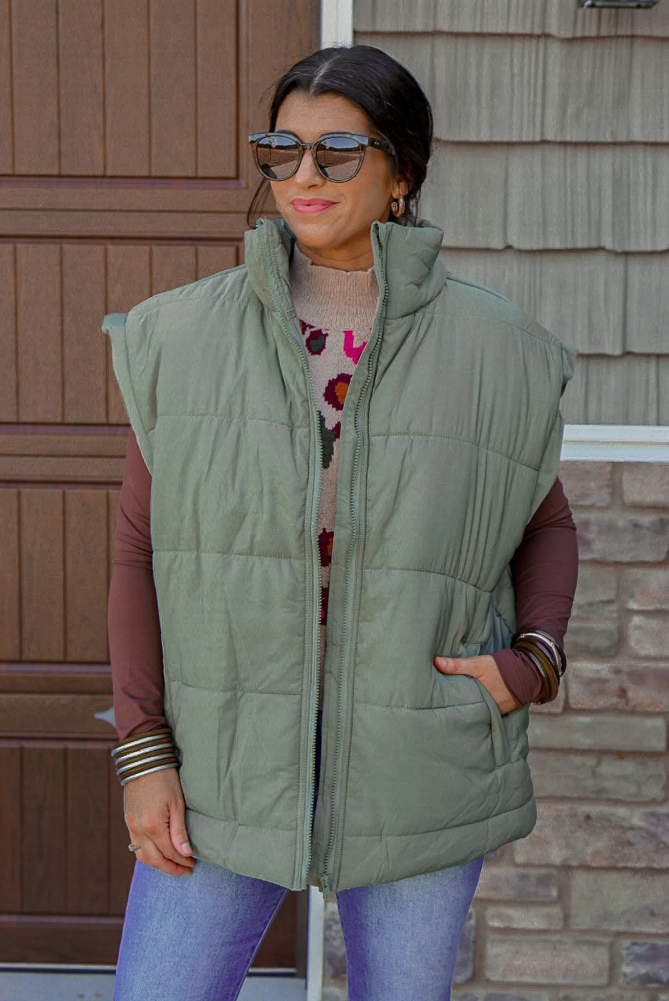 Bonfire Cutie Green Quilted Vest