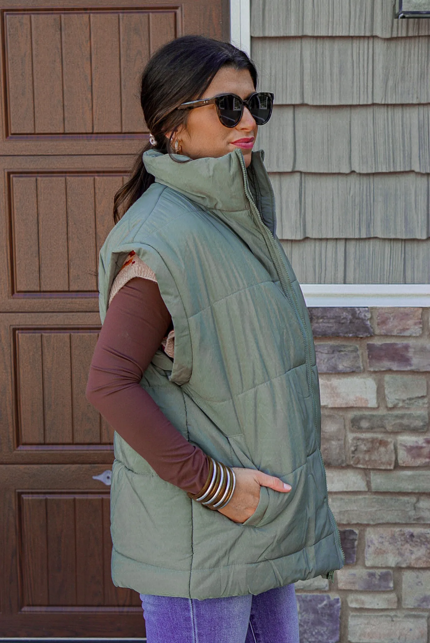 Bonfire Cutie Green Quilted Vest