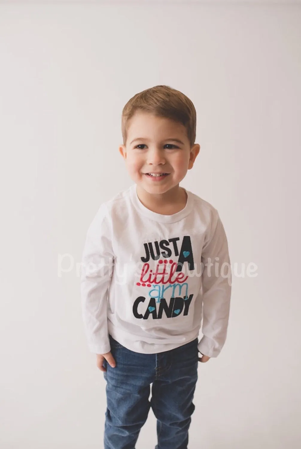 Boys Valentine's Shirt Just a little arm candy -- Boys Valentine shirt or bodysuit -- Valentine Shirt boys