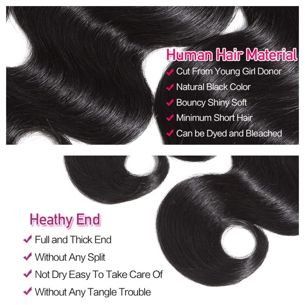 Brazilian Body Wave Hair Bundle With Closure