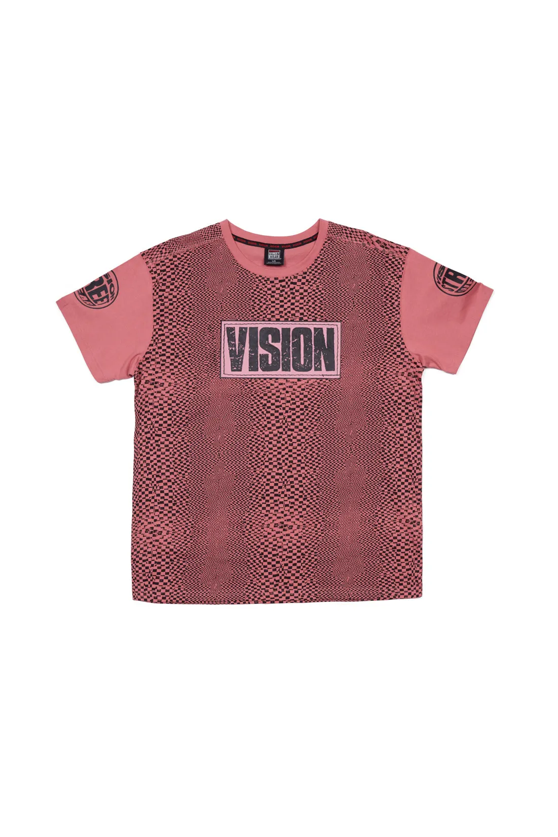 Broken Check T-Shirt - Dusty Rose