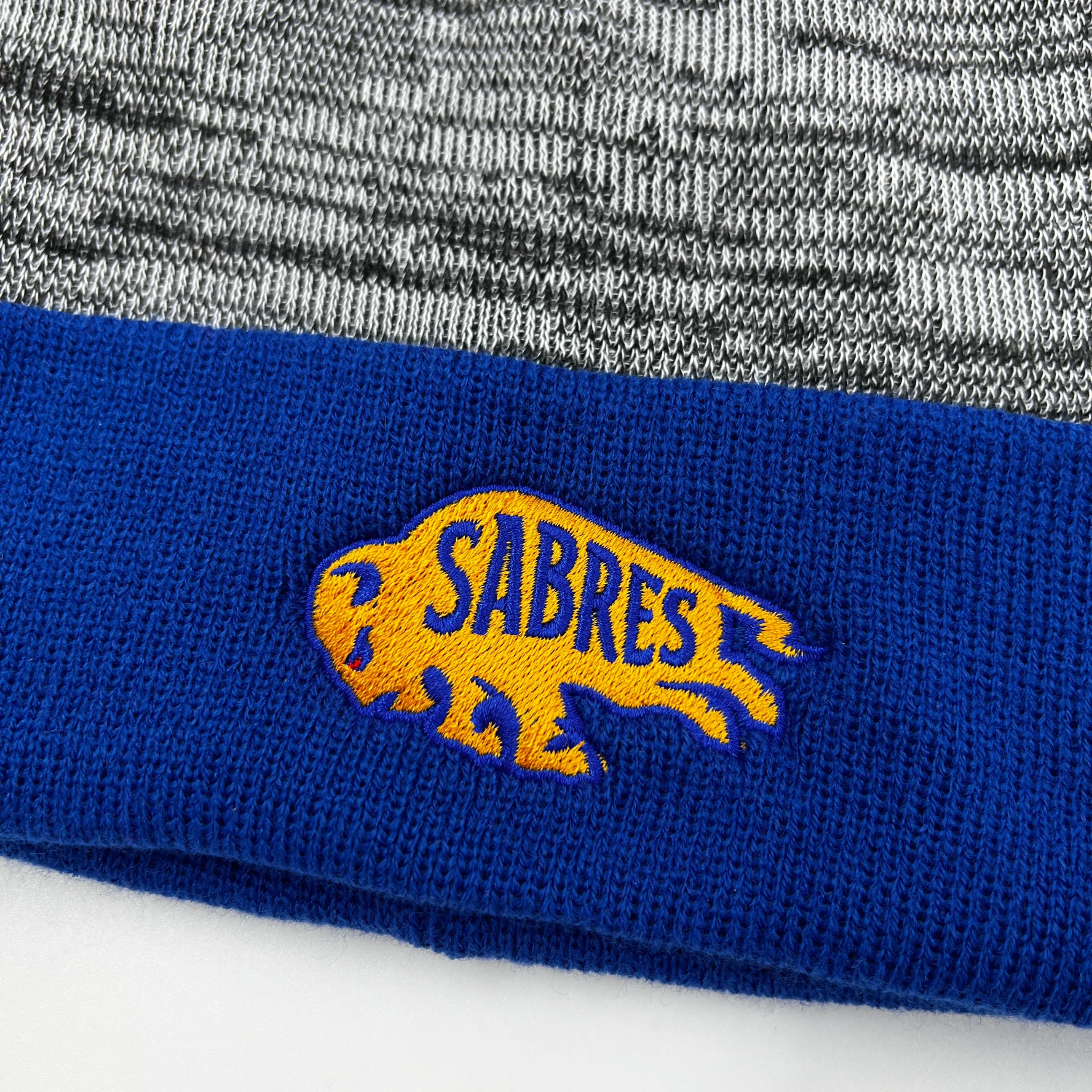 Buffalo Sabres Royal Blue & Gray Pom Pom Beanie