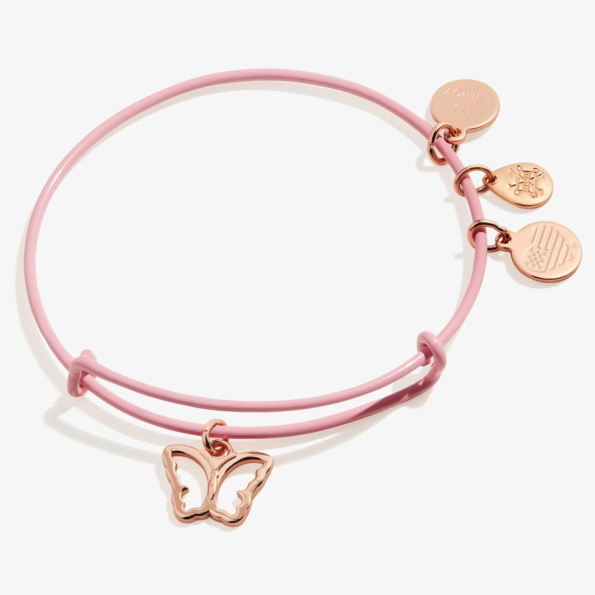 Butterfly Charm Bangle Bracelet, Pink