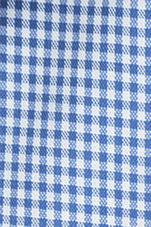 Camisa azul celeste a cuadros vichy con detalle bordado