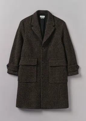 Check Wool Overcoat | Brown Marl