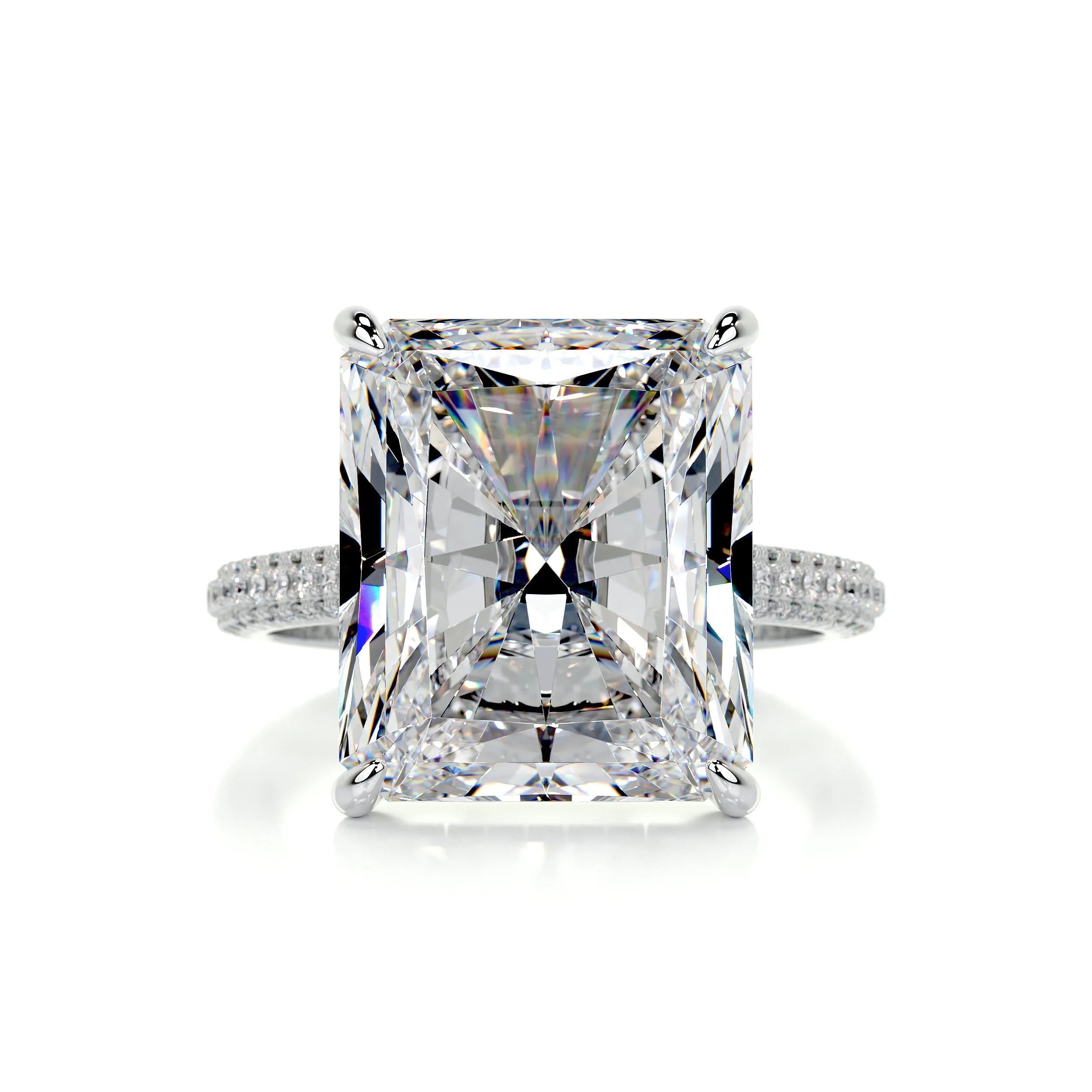 Cher Moissanite & Diamonds Ring   (8 Carat) -18K White Gold (RTS)