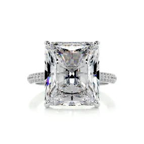 Cher Moissanite & Diamonds Ring   (8 Carat) -18K White Gold (RTS)