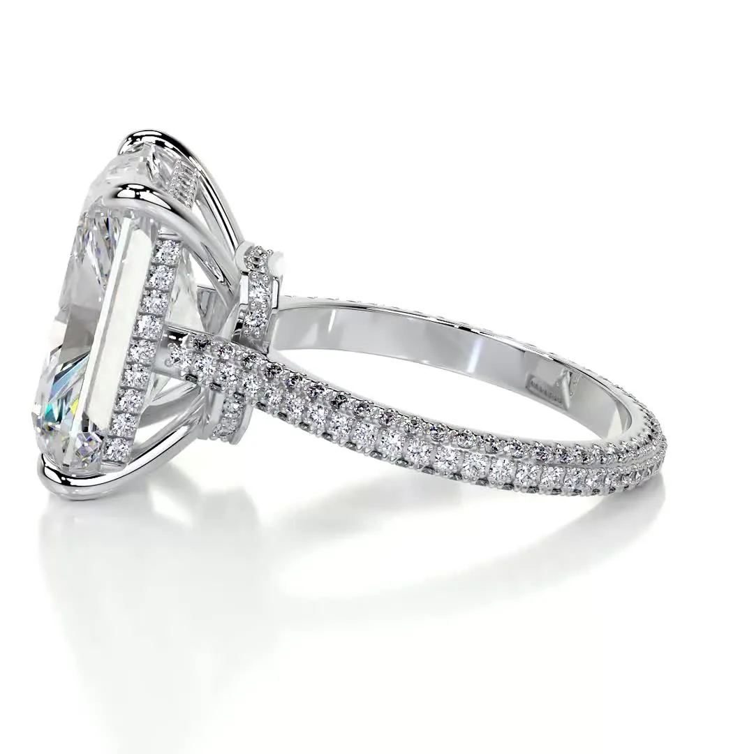 Cher Moissanite & Diamonds Ring   (8 Carat) -18K White Gold (RTS)