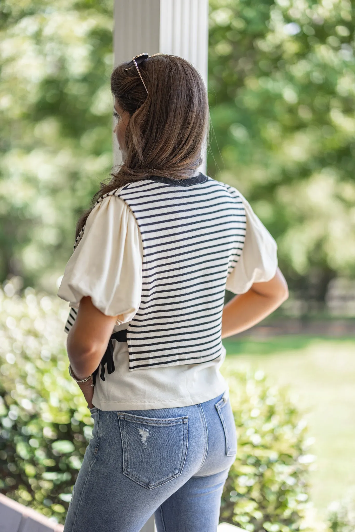 Chic Duet Black Striped Top